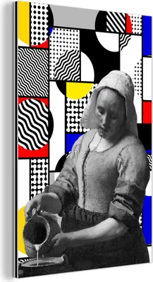Obrázok produktu pre Nástenná dekorácia Kovový kovový obraz Wall Art 40x60cm Koláž - Mondrian - dojnica Muchowow Hliníkové obrazy