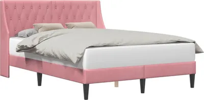 Image de Cadre de lit avec tête de lit Rose 120 x 200 cm Velours