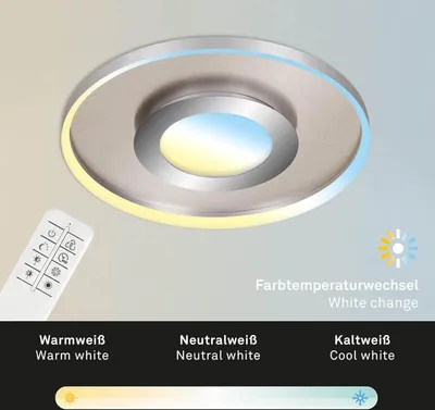 Produktbild von Briloner FRAME PRO LUX LED Deckenleuchte 49cm dimmbar 25W Matt Nickel-Chrom steuerbare Lichtfarbe +Fernbedienung