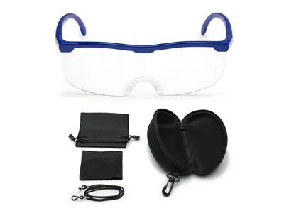 Produktbild von FALINGO Lupenbrille Vergrößerungsbrille Leselupe Lupe auf der Nase Vergrößerung auf 200% inkl. Hardcase und Zubehör (Blau)