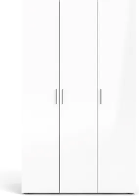 Produktbild von Petra Kleiderschrank mit 3 Türen , eiche Nachbildung,weiss hochglanz.