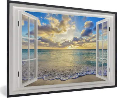Produktbild von MuchoWow® MuchoWow® Gerahmtes Poster Aussicht - Wasser - Meer 90x60 cm - Poster mit zchwarzem Bilderrahmen - Fotorahmen - Foto-Plakat