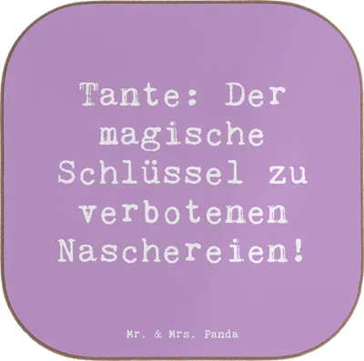 Produktbild von Mr. & Mrs. Panda unterleger Spruch Zauberhafte Tante - Lavendeltraum - Geschenk, Geburtstage, Coaster, Liebe, Untersetzer für Gläser, Verwandtschaft, Familie, handgemacht