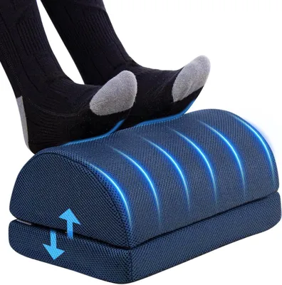 Image de Support de pieds pour bureau - Support ergonomique - Assise confortable - Mousse à mémoire de forme avec 2 hauteurs - 28 x 16 x 16 cm - Gris