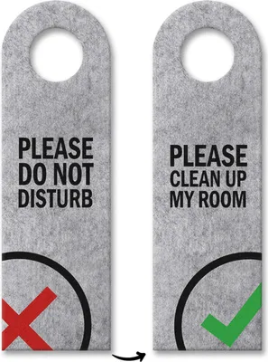 Produktbild von Please do not disturb oder Clean up my room Türhänger mit Symbolen in Grau Hotel