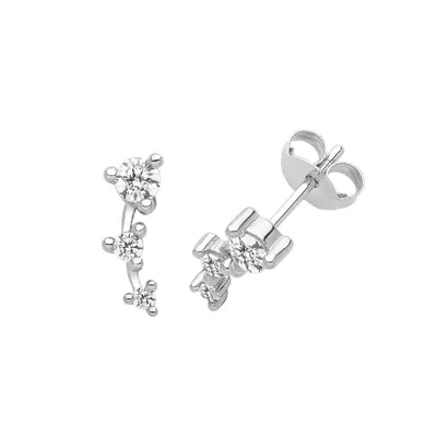 Produktbild von Elegante 925 Sterling Silber Damen - Paar Ohrstecker mit Zirkonia - 11mm*4mm; TRS33304