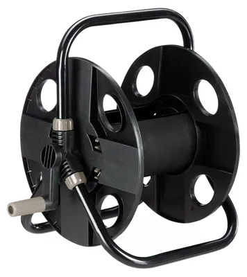 Produktbild von Gartenschlauchhalter Schlauchtrommel Schlauchwagen - für Schlauch bis 30 m - 1/2 Zoll - Kunststoff und Stahl - Schwarz Grau