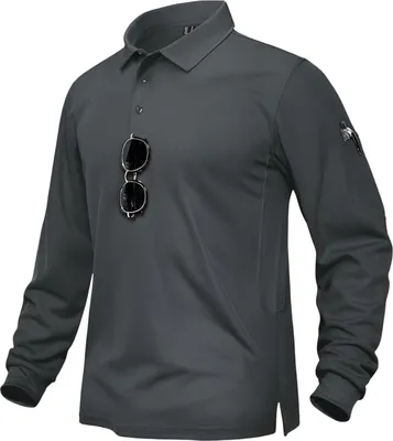 Zdjęcie produktu dla Męska koszulka polo z długim rękawem, stylowa i elegancka, szara, rozmiar 3XL
