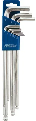 Produktbild von Hm Kugelkopf Sechskantschlüssel Satz 9 Tlg, 1,5-10 Mm, Cv, Lang
