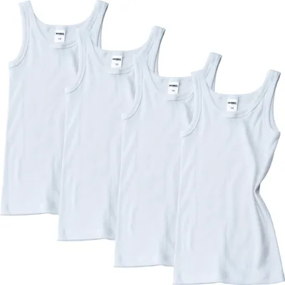 Produktbild von HERMKO 2800 4er Pack Jungen Unterhemd (Weitere Farben) Baumwolle, Farbe:weiß, Größe:152