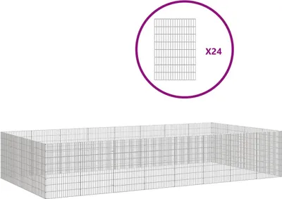 Obrázok produktu pre vidaXL Výbeh pre voľný výbeh 24-dielny 54x80 cm Pozinkované železo