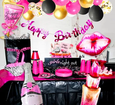 Geburtstagsdeko-Set rosa: Ballons, Banner, Folienballons