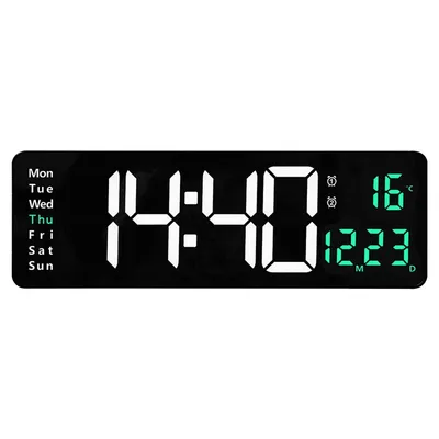 Produktbild von Wanduhr, Minimalistische Designuhr,Thermometer Hygrometer,Mit Wochentag, LED, quadratisch,Countdown, Fernbedienung