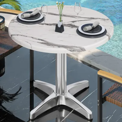 Produktbild von WBC | Bistro Außen Tisch | Ø:H 60 x 80,5 cm | Weiß Marmor / Aluminium | Rund | Bistrotisch Gastro Tisch