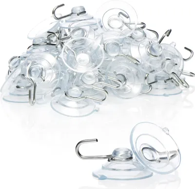 Produktbild von com-four® 40x Saugnapf - Universal Saugnapfhalter mit Metallhaken - Saugnäpfe zum Aufhängen von Lichterketten, Handtüchern, Dekorationen