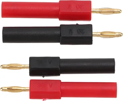 Obrázok produktu pre 5set banánový adaptér PA mosadzný materiál 2mm/0,08in samec na 4mm/0,16in samica červená čierna banánová zástrčka