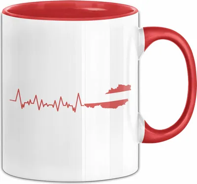 Produktbild von Austria Tasse Geschenk Herzschlag Österreich Heimat Alpen EKG (Rot)