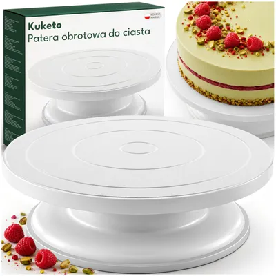 Produktbild von Kuketo | Drehbare Tortenplatte 27,5 cm – 360° Drehteller Zum Dekorieren Von Kuchen – Rutschfeste Basis, 7 cm Hoch