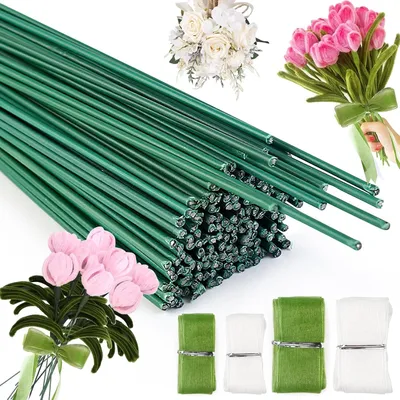 Imagen del producto de Alambre verde para flores, 30 cm, 100 unidades, flexible, ideal para arreglos florales