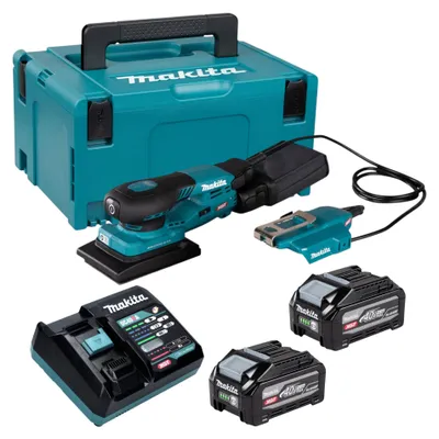 Productafbeelding van Makita BO 005 CGU201 accu-excentrische schuurmachine 40 V max. 80 x 130 mm 3,0 mm slaglengte borstelloos + 2x accu 4,0 Ah + oplader + Makpac