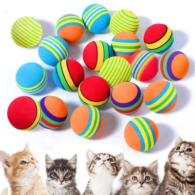 Immagine prodotto di Giocattoli per gatti a forma di palla, confezione da 24 pezzi, diametro 3,5 cm, realizzati in schiuma EVA, colorati come un arcobaleno, interattivi