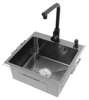 Productafbeelding van Keukenwastafel, uittrekbare kraan, geluidsreductie, zwart