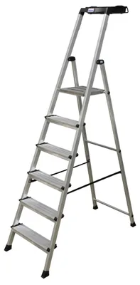 Produktbild von Krause 126542 Stufen-Stehleiter Secury Alu-Leiter mit MultiGrip 6 Stufen