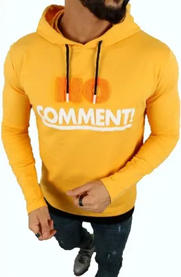 Produktbild von Herren Pullover Kapuzenpullover "No Comment" Pulli Kapzuensweatshirt Premium Hoodie Baumwolle S Gelb