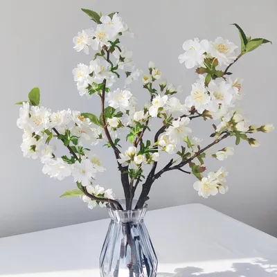 Zdjęcie produktu dla Zestaw 3 sztuk gałęzi z sztucznymi kwiatami wiśni, wysokość 49 cm