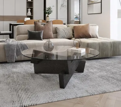 Obrázek produktu pro Konferenční stolek, designový nábytek, černý, moderní, obývací pokoj, dřevo, sklo