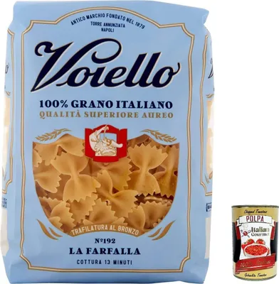 Produktbild von 20x Voiello Pasta Farfalle Nudeln 100% italienische N 192, 500g + Italian Gourmet Polpa 400g