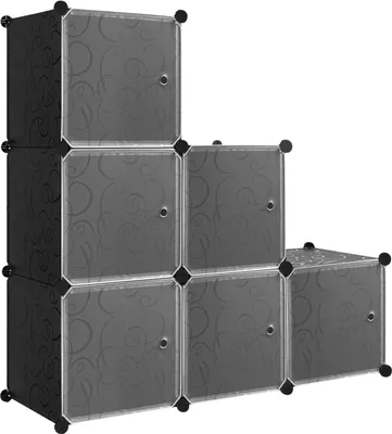 Produktbild von WOLTU Schuhboxen stapelbar, mit 6 Stapelboxen, DIY Steckregal, Schwarz