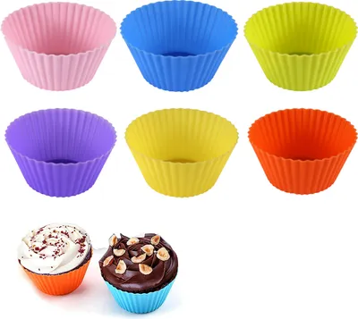 Produktbild von Silikon-Backförmchen für Cupcakes, 24er-Pack, 2,75 Zoll große Silikon-Backförmchen, wiederverwendbare und antihaftbeschichtete Muffin-Cupcake-Förmchen für Halloween-Partys