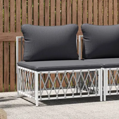 Produktbild von "2026 Promotion" Garten-Mittelsofa mit Kissen Weiß Gewebe - Gartenstühle CC22190
