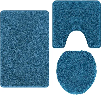 Produktbild von vidaXL Anti-Rutsch Badematten-Set 3 pcs Blau PP