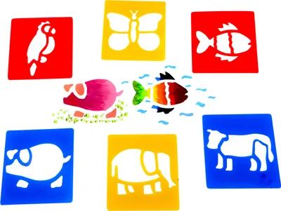 Produktbild von Malschablone mit verschiedenen Tiermotiven für kreative Bastelprojekte