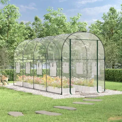 Obrázek produktu pro Skleník pro pěstování sazenic - Zahradní skleník - 160x400x190 cm - Průhledné PVC - Ocelová konstrukce