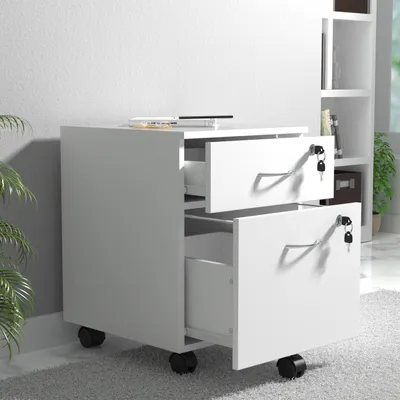 Produktbild von VCM Rollcontainer | Beistellcontainer mit zwei Schubladen | Maße ca. H. 55 x B. 40 x T. 44 cm | Bürocontainer abschließbar - Baula M