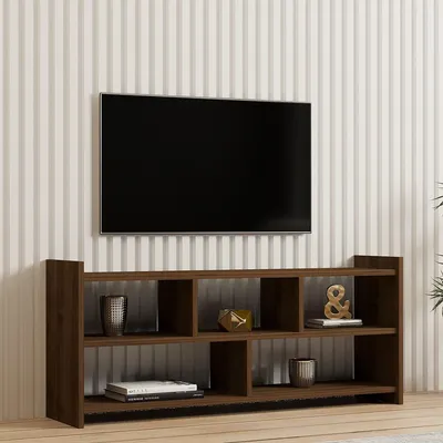 Immagine prodotto di Loreglia - Mobile Porta tv, 118x28x55h cm Marrone Noce, 5 Ripiani