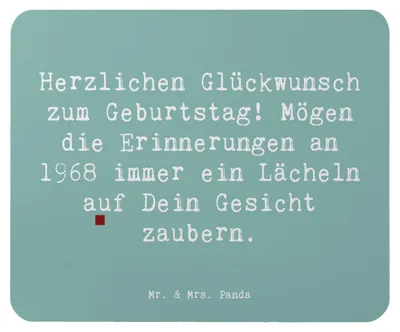 Produktbild von Mr. & Mrs. Panda Mouse Pad Spruch 1968 Geburtstag - Meeresbrise - Geschenk, mauspad laptop, gummi, Geburtstagsfeier, Erinnerungen, an, Happy Birthday, Geburtstagsgeschenk