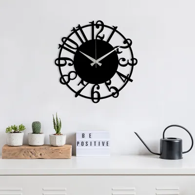 Produktbild von Opviq, Enzoclock - S006, Wanduhren, Schwarz, Metall, 48 x 48 cm