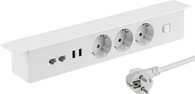Produktbild von Gniazdo podblatowe Spacetronik SPS-U38B_V2 Oryginalne białe, listwa gniazda i adapter podróżny