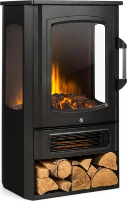 Obrázek produktu pro Klarstein Elektrický krb, elektrický krb do obývacího pokoje a interiéru, elektrický krb s LED plameny, volně stojící krb, ventilátorový ohřívač s časovačem, nastavitelný termostat, ohřívač 2000 W