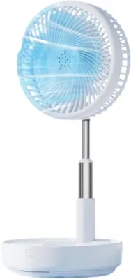 Image de Ventilateur oscillant portable à hauteur réglable - 4 vitesses - Pliable - 19,5 cm - Blanc - Idéal pour la chambre à coucher, le bureau et les voyages