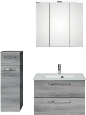 Produktbild von Badmöbel-Set Pelipal Kumba BxHxT 107 x 200 x 50 cm Frontfarbe graphit struktur quer 4-teilig mit mit Glaswaschtisch und