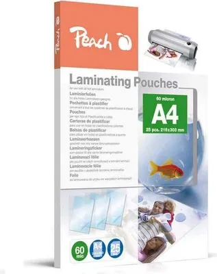 Zdjęcie produktu dla Peach PPR60-02, Przezroczysty, A4, 25 szt.
