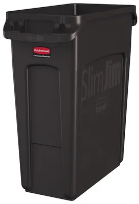 Produktbild von Rubbermaid Slim Jim Mülleimer mit Belüftungskanälen | 60 Liter, HxBxT 63,5x28x56cm | Braun