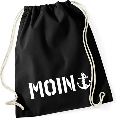 Produktbild von Huuraa Turnbeutel Moin Anker 12 Liter Black Baumwolle Rucksack Geschenkidee