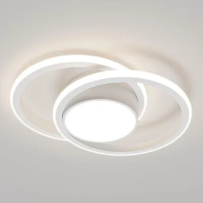 Produktbild von LQWELL Modern LED Deckenleuchte, LED Deckenlampe 40cm, 2-Ringe Design, 48W 4000K 5300LM IP44 spritzwassergesch Schlafzimmerleuchte Wohnzimmerleuchte
