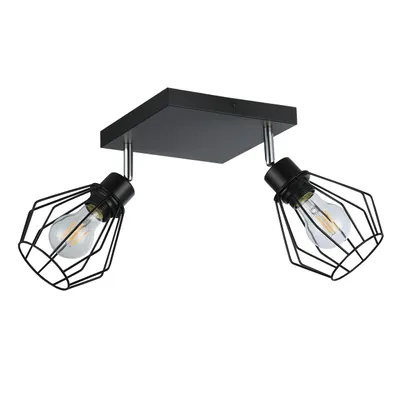 Produktbild von MasterLED Deckenleuchte E27 2-flammig Schwarz – Moderne verstellbare Deckenstrahler aus Metall für Wohnzimmer, Flur & Schlafzimmer
